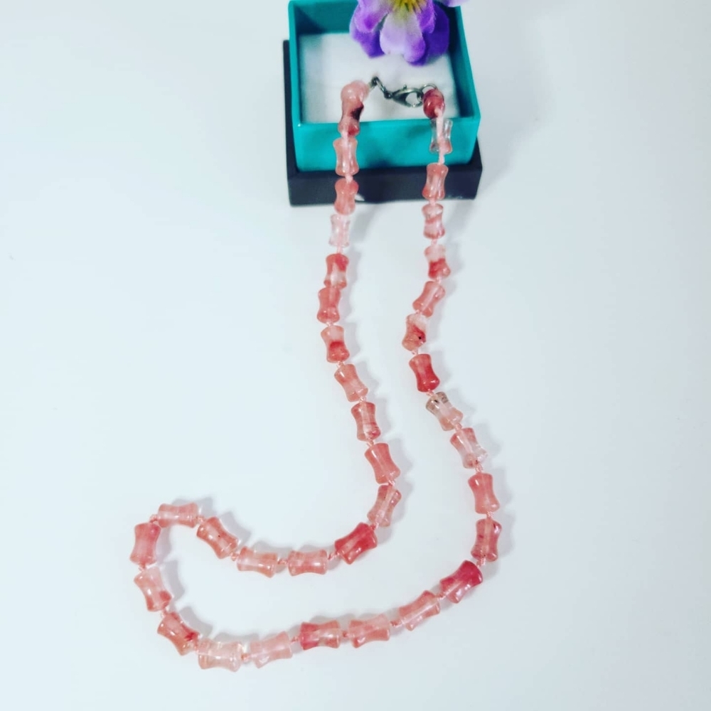 Watermelon Quartz necklace/Tube shape